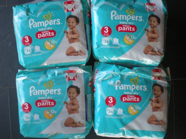 104 couches Pampers Baby Dry Nappy Pants taille 3 (6 - 11 kgs) neuves