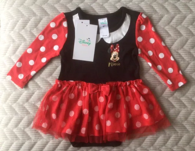 Disney Baby Minnie Mouse Tutu Dress One Piece Size 00 ( 3-6 Mths ) Bnwt