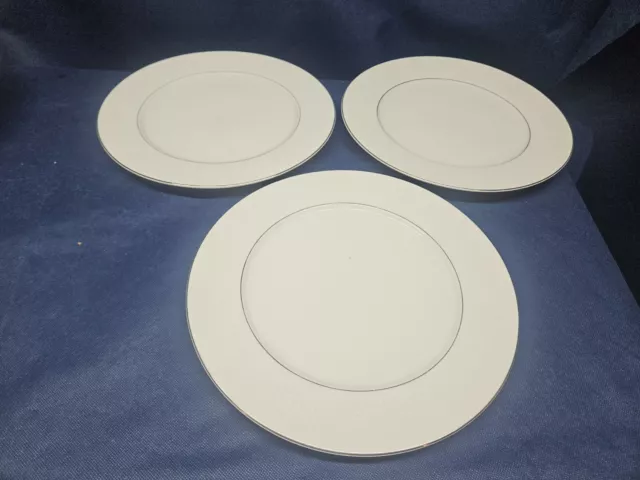 1970s Dynasty Fine China White Floral Border" Platinum Ring Set/3 Dinner Plates