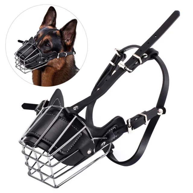 Pet Dog Mouth Breathable Adjustable Anti-Bite Metal Muzzle Protection Cover 66 2
