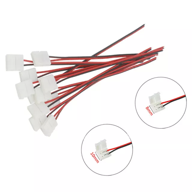 10 PCS 2 Pin Power 8mm 10mm LED Strips Lights Connector Splice Clip For SMD  EUR 2,75 - PicClick FR