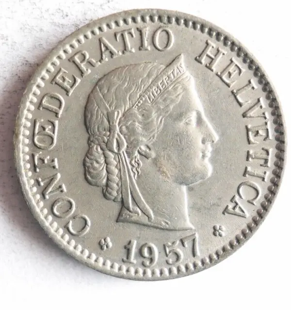 1957 Svizzera 10 Rappen - Eccellente Moneta Svizzera Bin #1