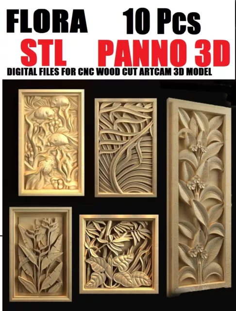 10 Pcs Flora STL relief 3d model relief for cnc in STL file format