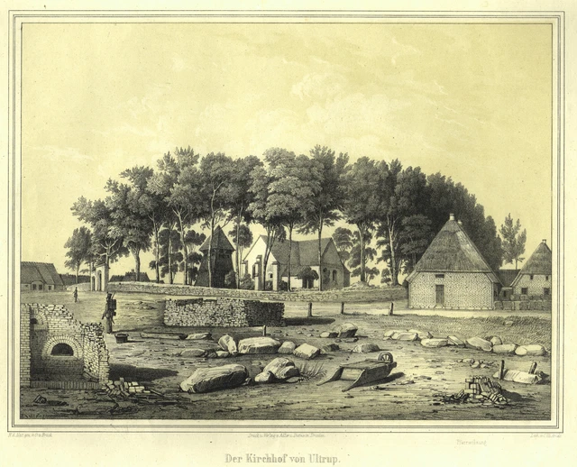 Schleswig-Holstein Guerra 1849 Ultrup Kirchhof Original Litografía Arlt 1850