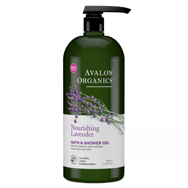 Avalon Organics, Bath & Shower Gel, Nourishing Lavender, 32 fl oz (946 ml)