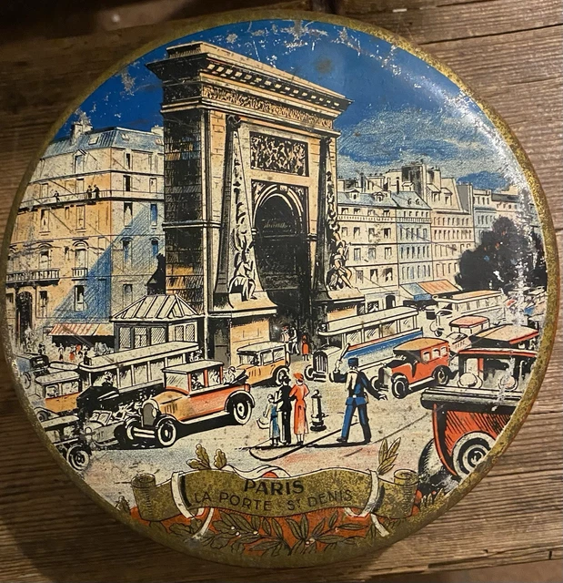 Boite ronde à bonbons, tôle lithographiée Marquise de Sévigné, vers 1900 - Vendu
