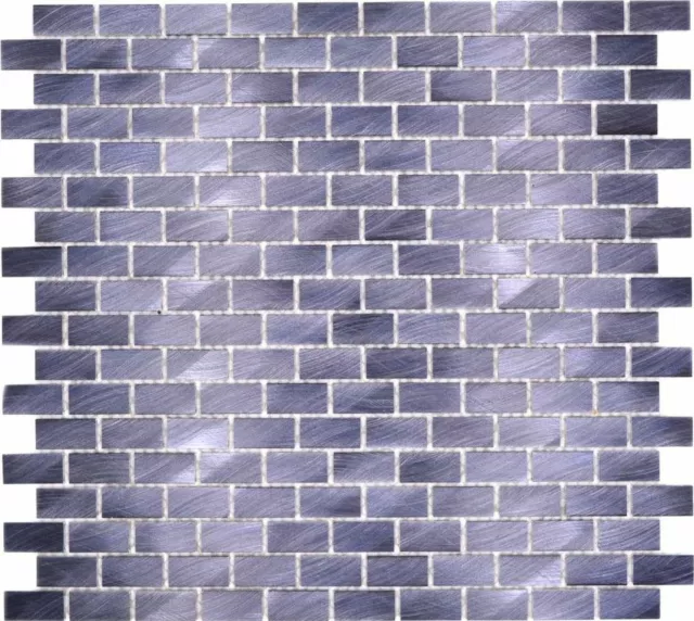 Mosaik Fliese Aluminium Brick schwarz Fliesenspiegel Küchenwand MOS48-0304