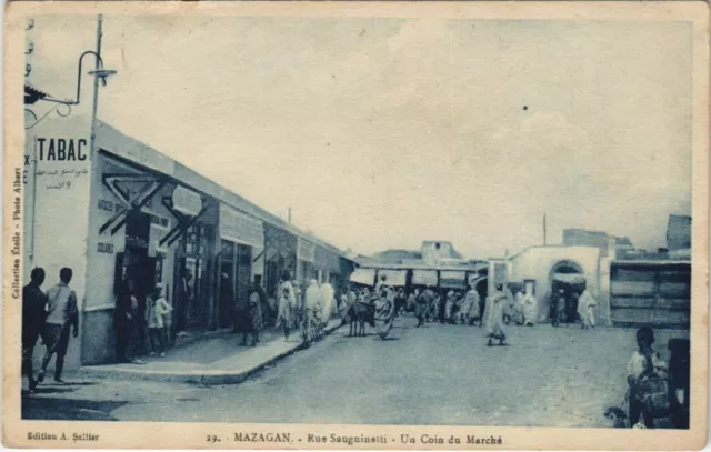 CPA AK MAROC MAZAGAN Rue Sauguetti Un Coin du Marche (10639)