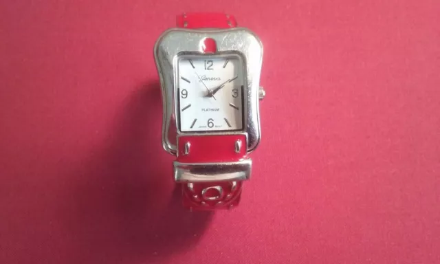 Ladies, Woman, Geneva Platinum Belt Design Bracelet Cuff Watch