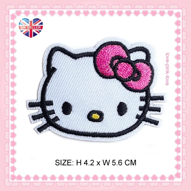 HELLO KITTY SANRIO voll bestickte Applikation Bügeln Aufnähen Patch Abzeichen UK