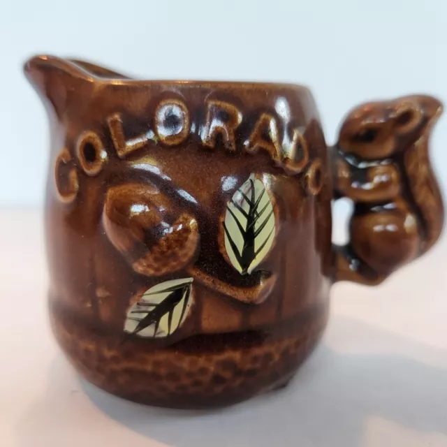 Vtg Squirrel Creamer Pitcher Colorado Souvenir Acorns Miniature Ceramic Japan
