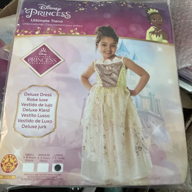 Disney Deluxe Ultimate Tiana Costume Dress Princess Age 7-8 yrs New