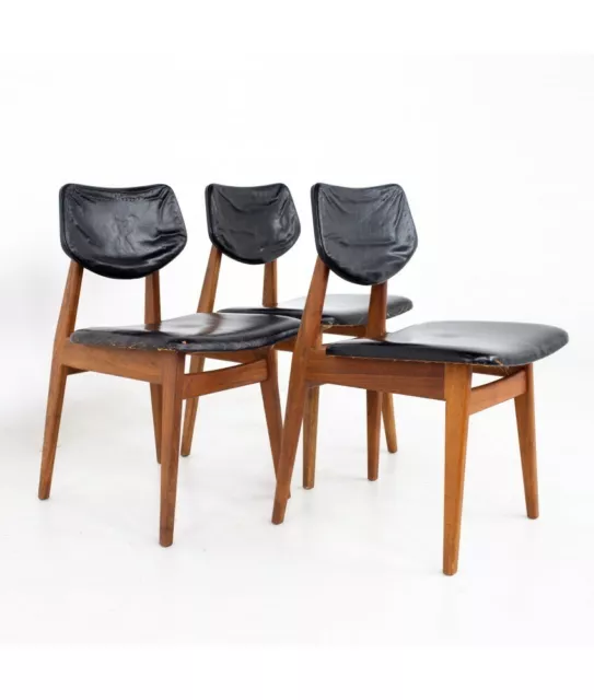 Jens Risom Mid Century Walnut Dining Chairs - Set of 3