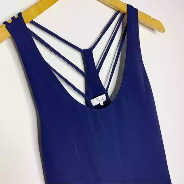 Parker Blue Silk Strappy-Back Detail Tank Top Size Small $165 2