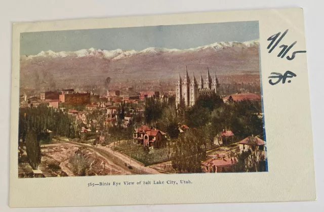 Vintage UDB Postcard c1905 ~ Bird's-eye Aerial View of Salt Lake City Utah UT
