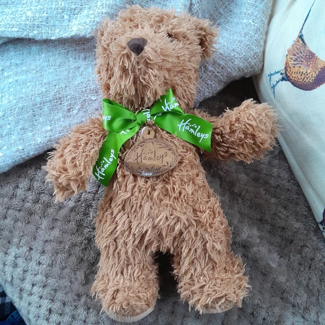 HAMLEYS SCRUFFY TEDDY Bear Plush Ribbon Bow Soft Toy London Brown 30cm ...