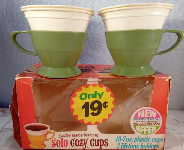 Vintage SOLO Cozy Cups Coffee 16 Lifetime Holders & Box 31 Refill Cups