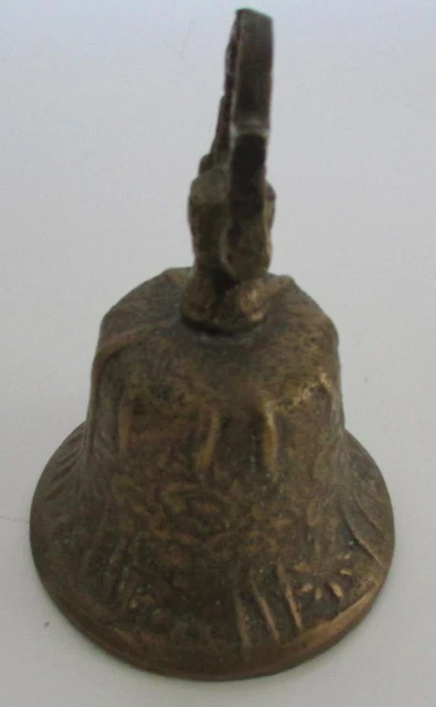 Beautiful Vintage Mid Century Solid Brass Ornate Decorative Heavy Dinner Bell 4