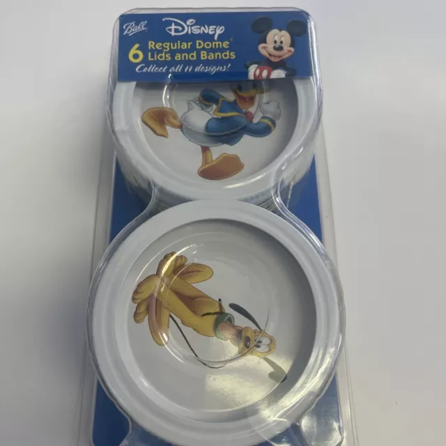 Ball Jar Dome Lids Disney 6 regular and bands Mickey Donald Goofy Pluto NOS