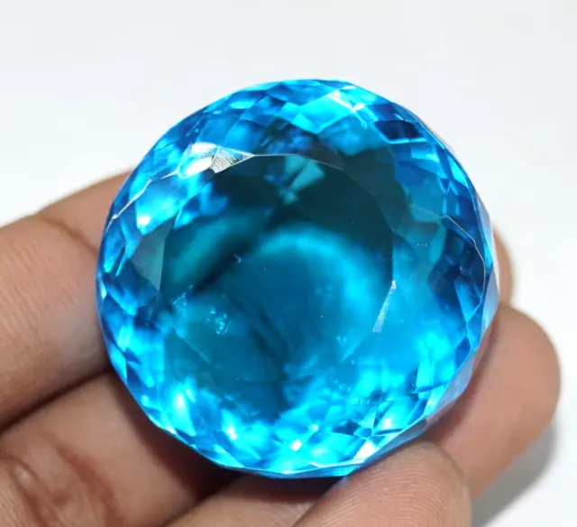 214.20 Ct Round Cut Natural GIE Certified Brazilian Blue Topaz Loose Gemstone