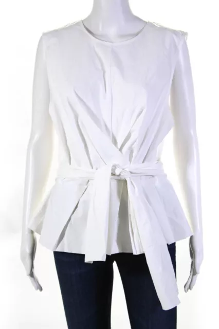 Derek Lam 10 Crosby Womens Wrap Tie Peplum Pandora Top Blouse Soft White Size 16