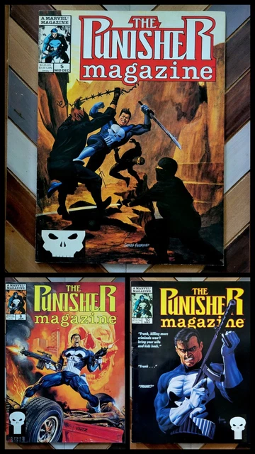The PUNISHER MAGAZINE #5, 6, 10 VG/FN (Marvel 1989) Joe Jusko Painted Covers!