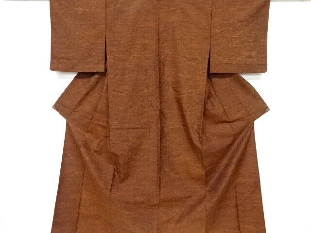 6522188: Japanese Kimono / Antique Hitoe Kimono / Tsumugi / Woven Stripes