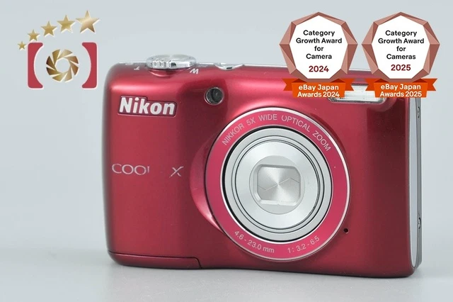 NIKON COOLPIX L26 Rojo Compacto Cámara Digital Probado Funciona
