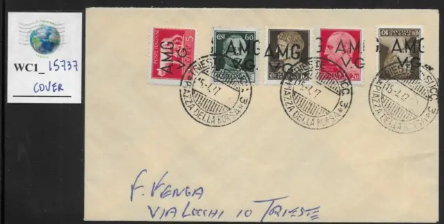 WC1_15737. ITALY-AMG VG. Traveled cover w. Sc. 1LN1/Sas 1 w. inv/sh. ovpt & more