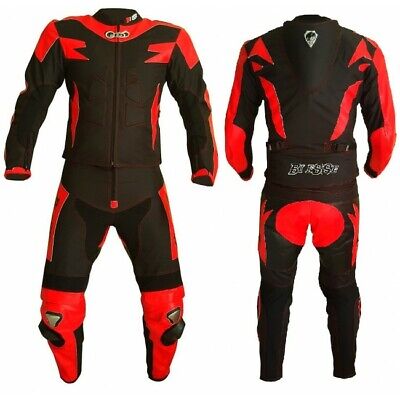 Tuta Pelle Tessuto Moto Divisibile Giacca Pantaloni Protezioni CE Ducati Rosso