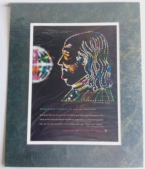 Container Corporation of America Great Ideas of Man BENJAMIN FRANKLIN Ad MATTED