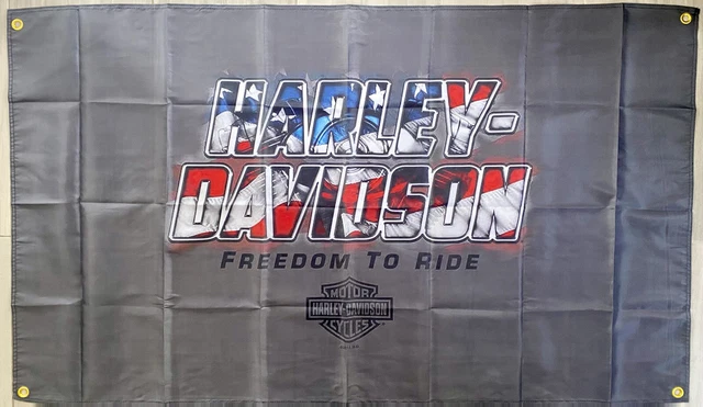Stendardo Bandiera Harley Davidson Road King Glide Con Aquila E Bandiera USA. Perfetto Per Garage O Man Cave.