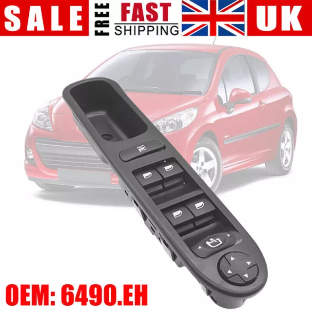 Power Window Switch Passenger Front Right, Window Buttons 6490.HQ ABS  Durable Replacement for Peugeot 207