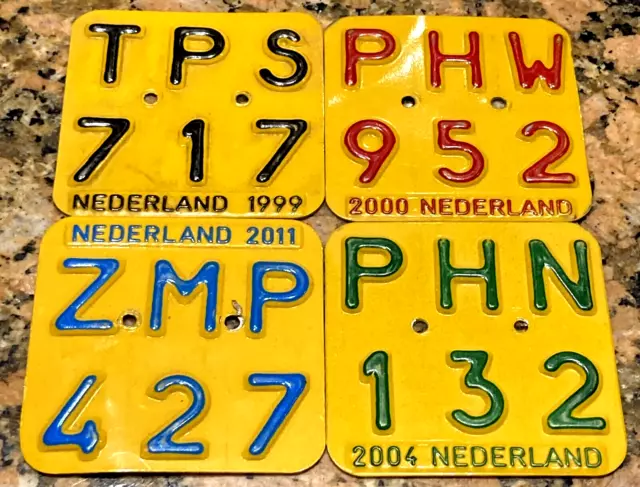 Netherlands TINY MOPED license plates LOT Foreign 1999 2000 2004 2011 Holland NL