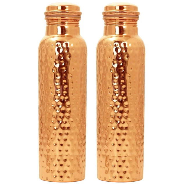 Traditionell Hammered Kupfer Flasche Für Reise & Trink 800 ML Jeder Set Mit 2