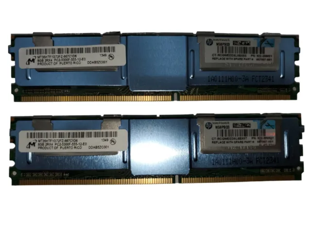 Lot-2 Micron 8GB 667MHz Server ECC REG Memory 2Rx4 PC2-5300F DDR2 RAM w/Warranty