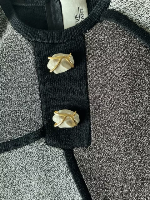 Steve Fabrikant Vintage Black/Grey Knit Sweater Dress  Wool Neiman Marcus Large 2