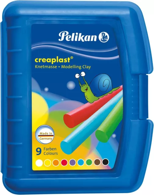 Pelikan Knete 622415 Kinder Creaplast Dauerplastisch Kunststoffbox 9 Farben 300g