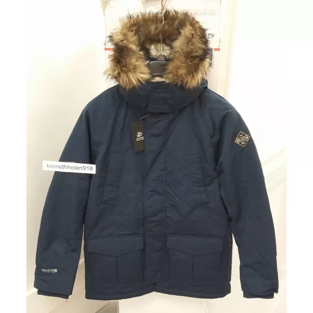HOLLISTER ALL WEATHER Sherpa Lined Parka Jacket Coat Navy Blue Mens Size Xl  $329.99 - PicClick