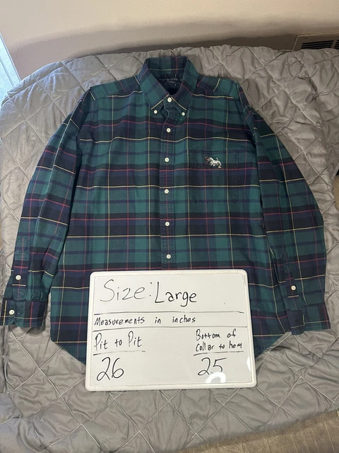 Vintage Polo Ralph Lauren Button Down Shirt Mens Large Green Scottish Dog Blake