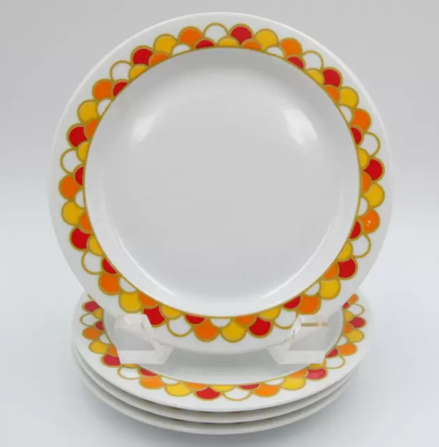 Georges Briard Carousel Dinnerware 4 Bread Dessert Plates Orange Vintage MCM