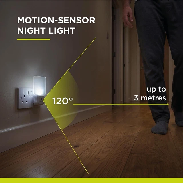 LED PLUG-IN MOTION Sensor Night Light Auto On/Off Cool White 2 Pack £15 ...
