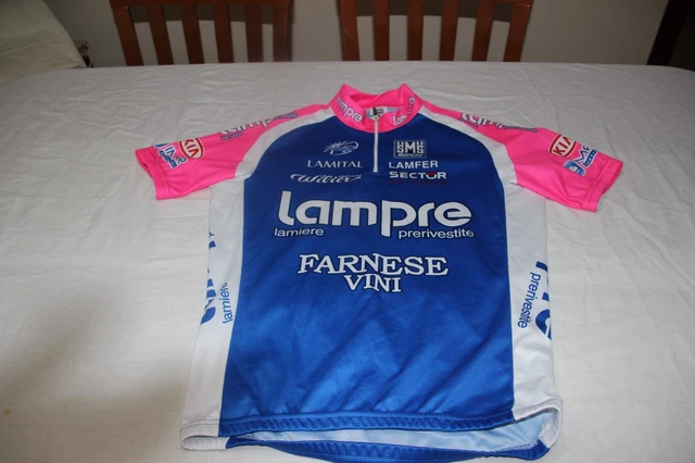 Maillot Cycliste Lampre Farnese Vini 2010 – Santini, Vintage, Taille XL, Rose Et Bleu
