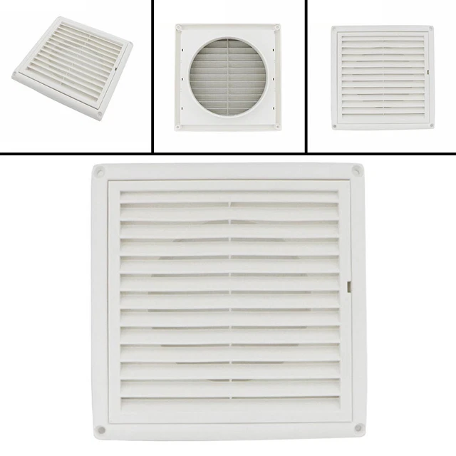 White Plastic Belt Ventilation Grille with Insect Mesh for Louvered Exhaust