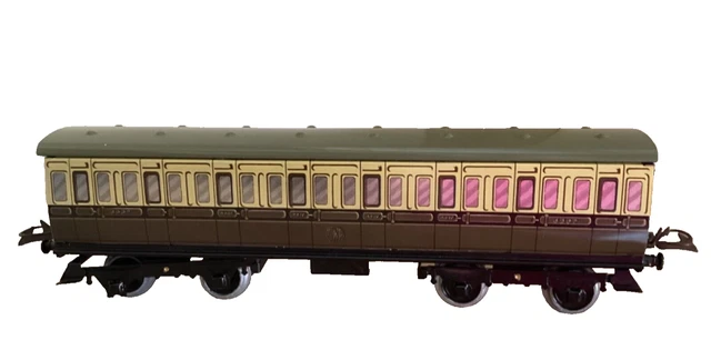 HORNBY REPLICA 1950s  (Middleton) O GAUGE GWR PASSENGER COACH. Brown/Grey