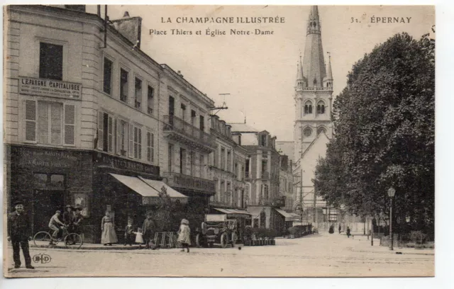 EPERNAY - Marne - CPA 51 - les rues - Place Thiers café Martin