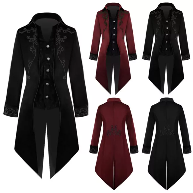 Men's Gothic Jacket Medieval Tailcoat Victorian Steampunk Coat Halloween Costume