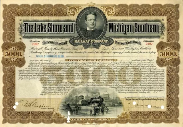 Lake Shore and Michigan Southern Railway Co. - $5,000 Bond - Railroad Bonds