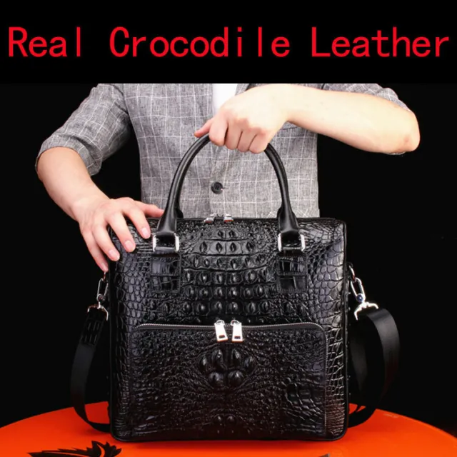 Real 100% Crocodile Alligator Skin Leather Men Luxury Business Briefcase Handbag