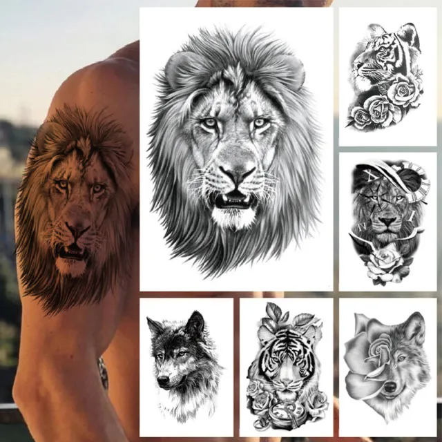 Mezza Braccio Tatoo Adesivo Tatuaggi Temporanei Tiger Trasferimento Finto Del